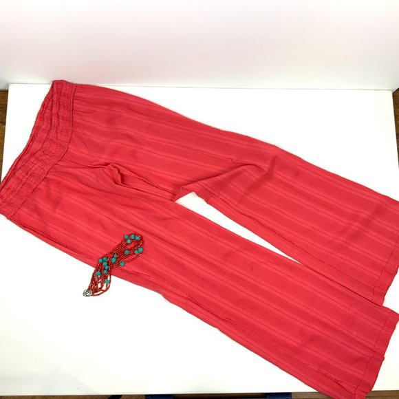 Billabong Coral Red Cotton Elastic Waist Beach Vacation Pants Small - Picture 14 of 16